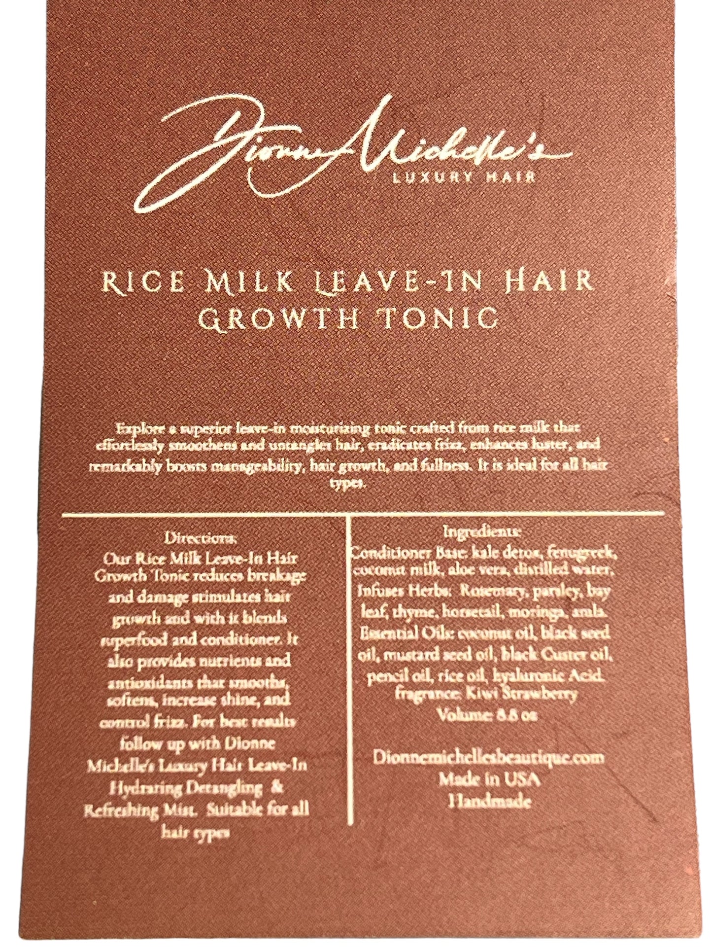 Dionne Michelle's Luxury Hair Rice Milk Leave-In Hair Growth Tonic